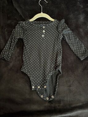 Carter's Black and White Polka Dot Long-Sleeve One-Piece Bodysuit